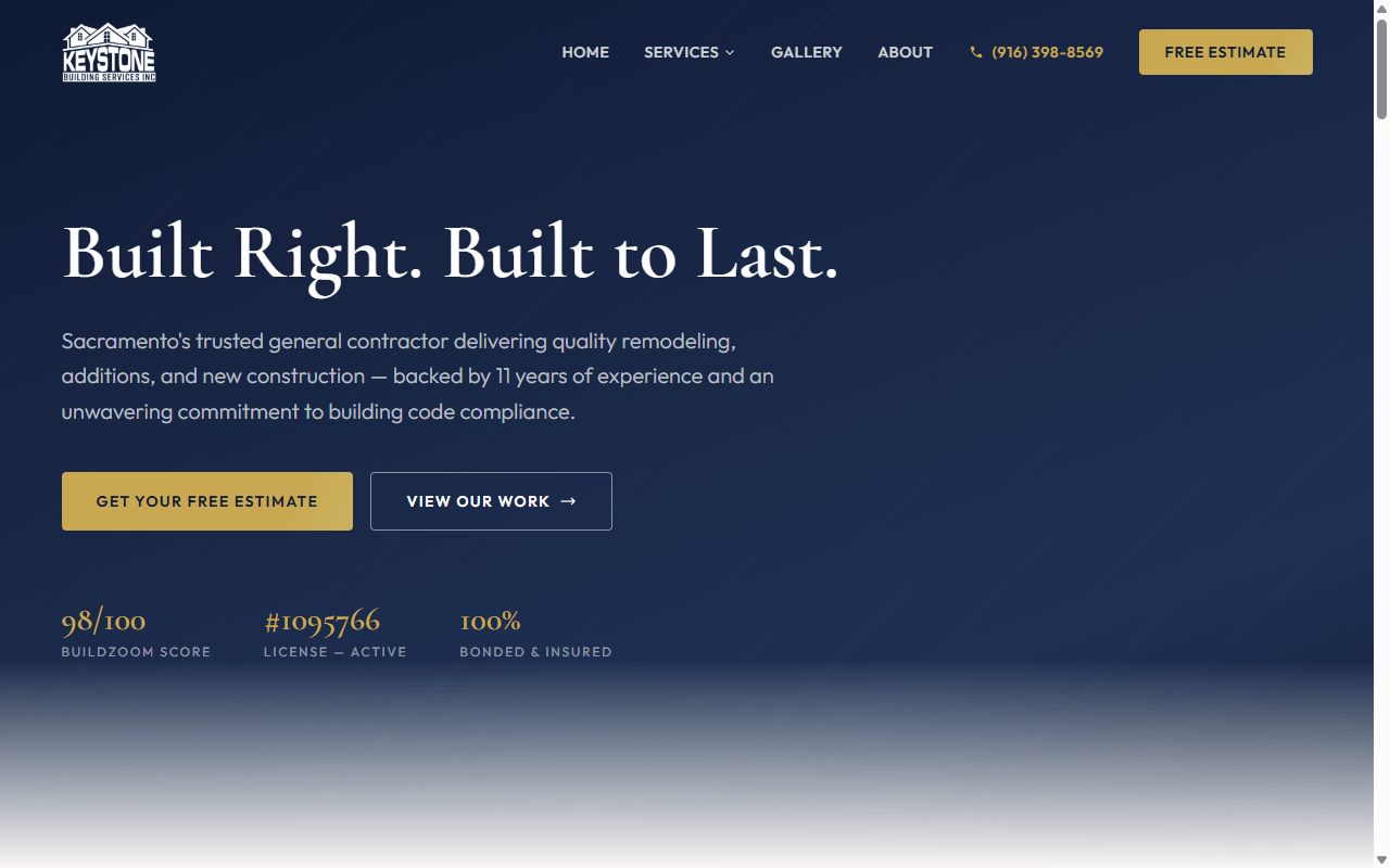 Keystone Building Services website screenshot